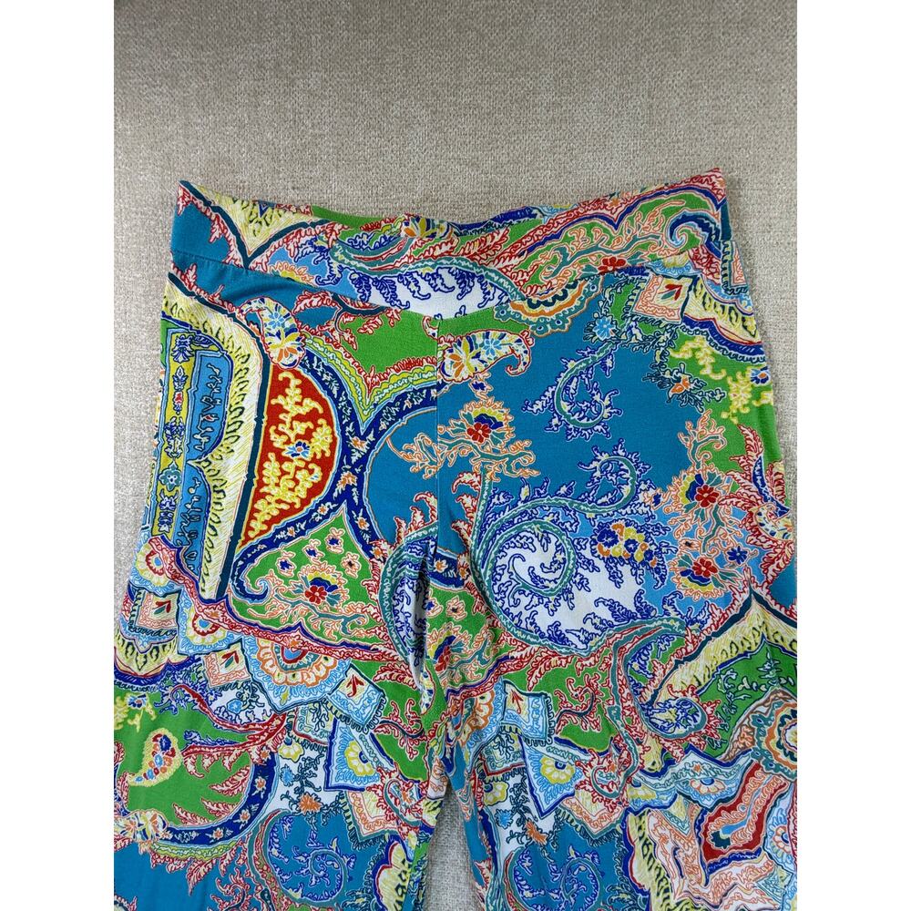 Lauren Ralph Lauren Womens Large Blue Floral Paisley Wide Leg Palazzo Pants Boho - Picture 8 of 10